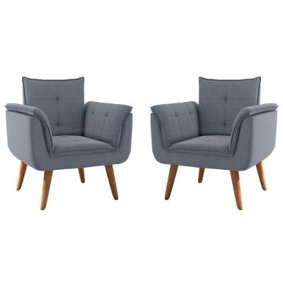 Conjunto Poltrona Decorativa Japeri Inca Chumbo Cinza CasaH