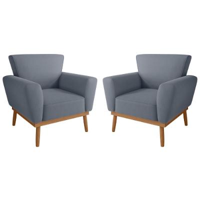 Conjunto Poltrona Decorativa Balneária Inca Chumbo 2 Lugares Tecido Inca Mais de Casa