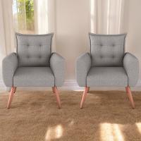 Conjunto De Poltronas Decorativas Lily Linho Cinza - 1