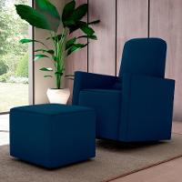 Poltrona Com Puff Para Maternidade Laura Suede Azul - 1