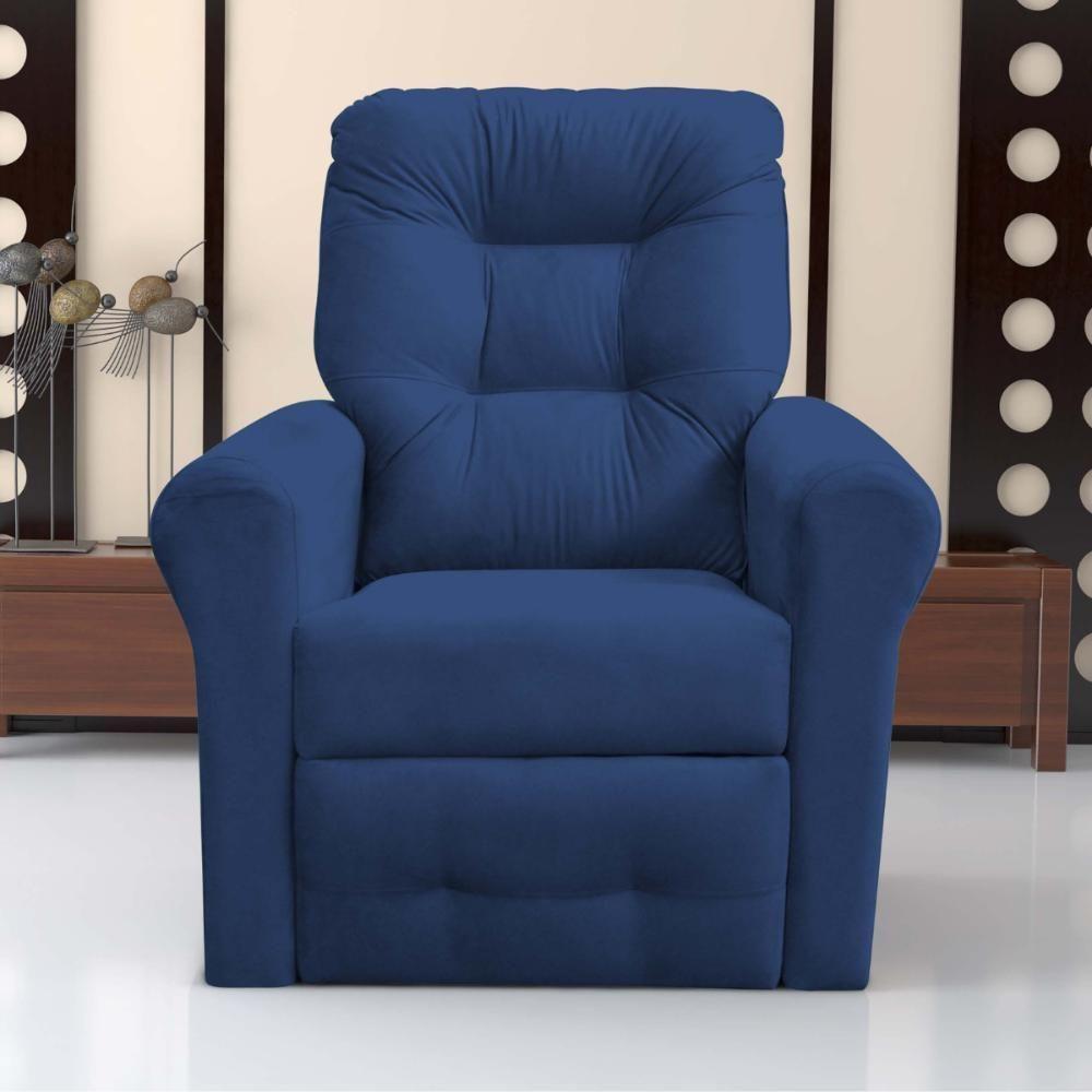 Poltrona Para Descanso Reclinável Lima Suede Azul - 1