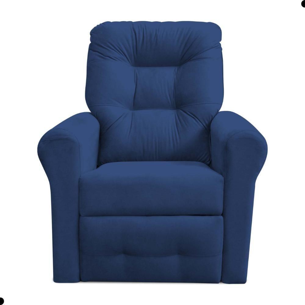 Poltrona Para Descanso Reclinável Lima Suede Azul - 2