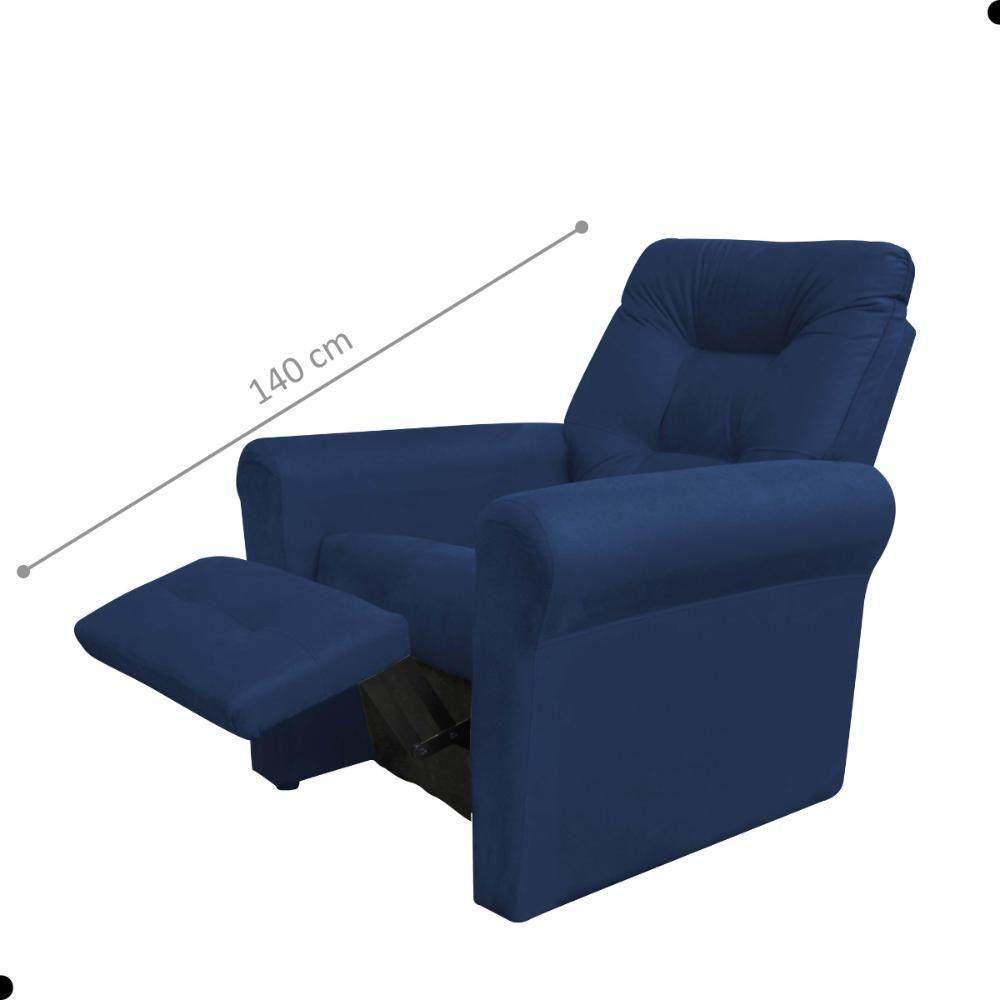 Poltrona Para Descanso Reclinável Lima Suede Azul - 3