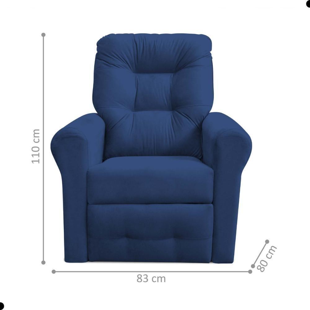 Poltrona Para Descanso Reclinável Lima Suede Azul - 4
