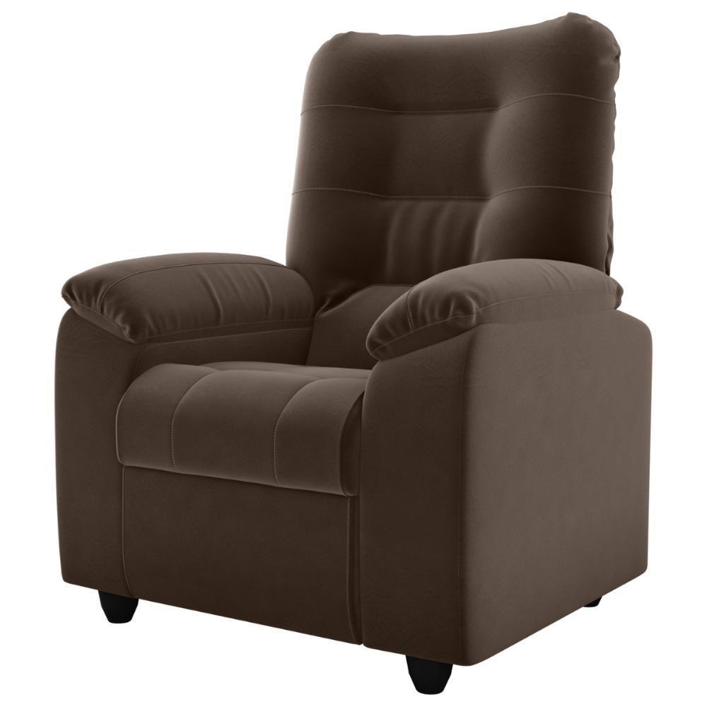 Poltrona Almofadada Reclinável Dallas Veludo Light Marrom - 2