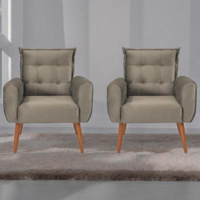 Conjunto De Poltronas Decorativas Lily Veludo Cappuccino