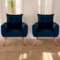 Conjunto De Poltronas Decorativas Lily Suede Azul - 1