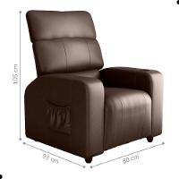 Poltrona Reclinável Para Descanso Hi Sintetico Marrom - 4