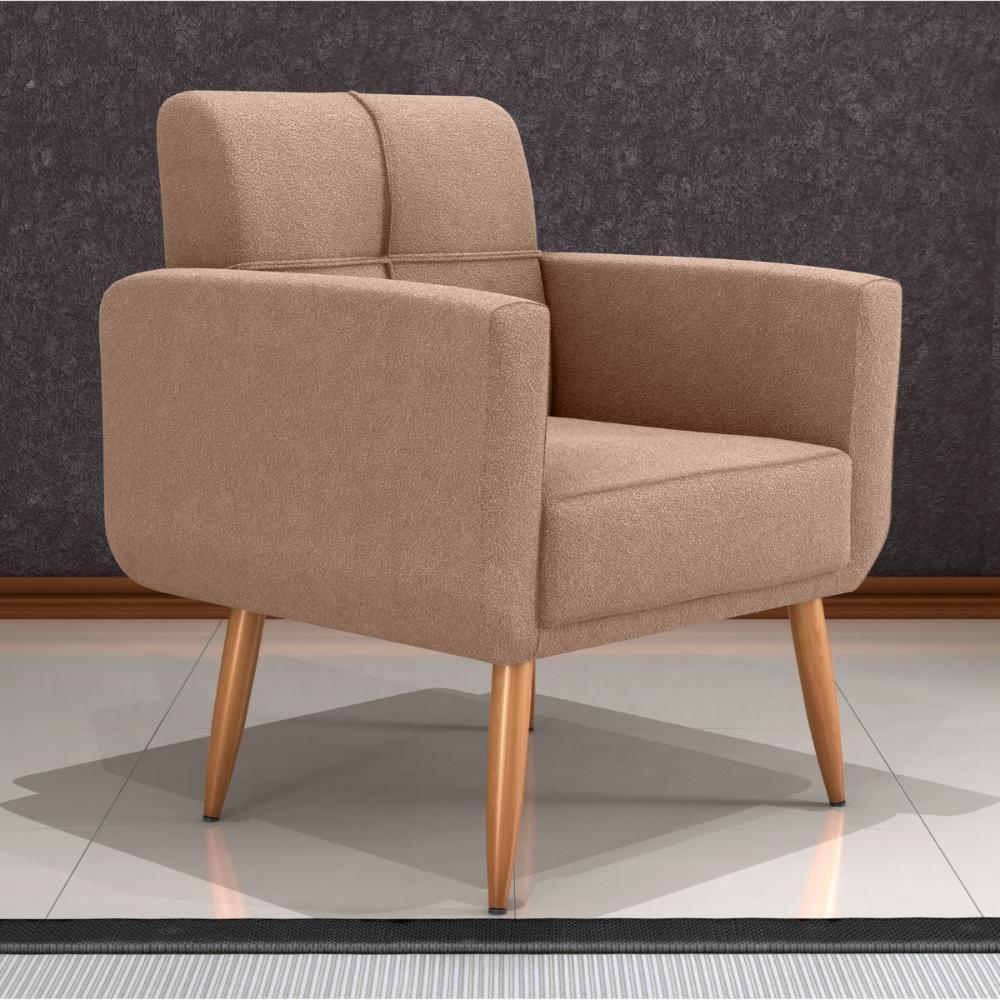 Conjunto Poltrona E Puff Decorativos Josh Boucle Marrom - 2