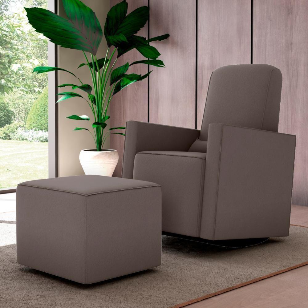 Poltrona Com Puff Para Maternidade Laura Suede Cappuccino - 1