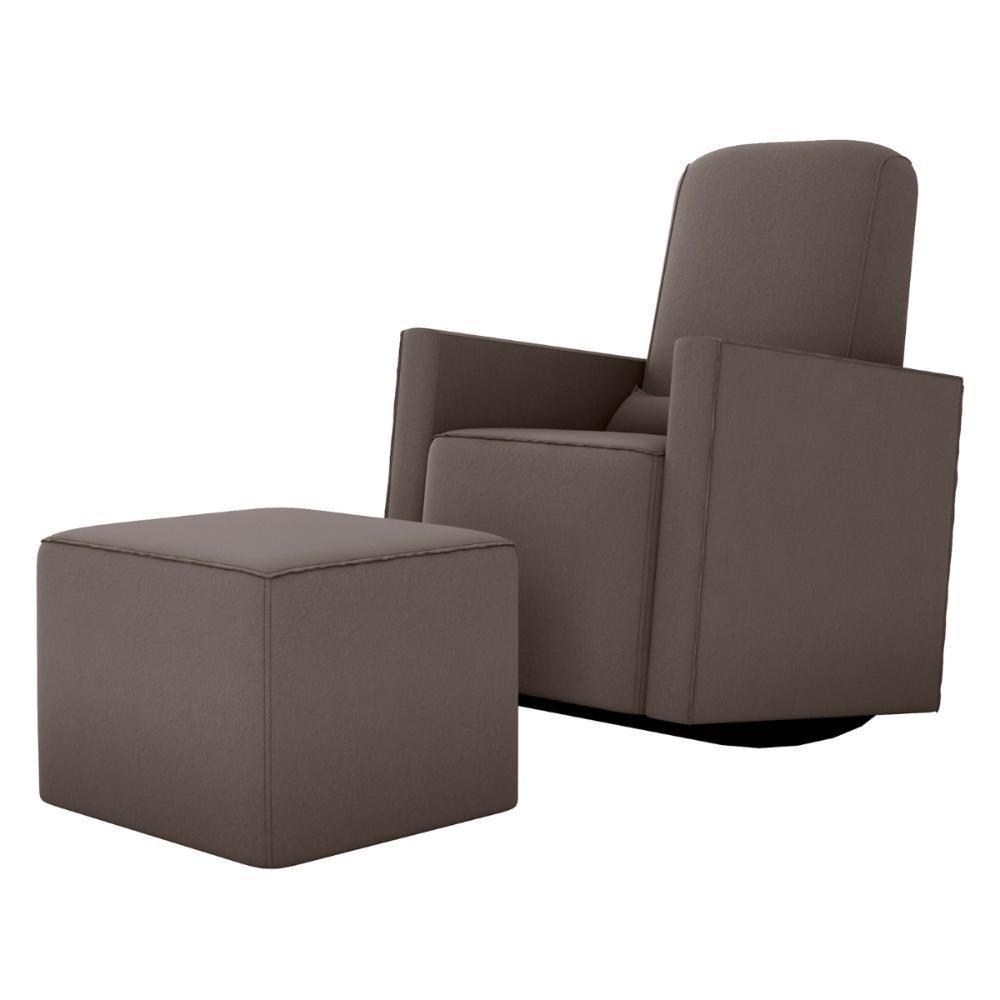 Poltrona Com Puff Para Maternidade Laura Suede Cappuccino - 2