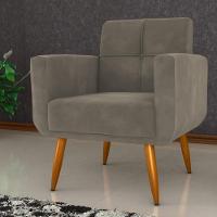 Conjunto Poltrona E Puff Decorativos Josh Veludo Cappuccino - 3