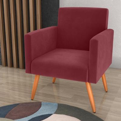 Poltrona Decorativa Para Sala Luan Veludo Vinho Mais de Casa
