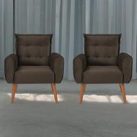 Conjunto De Poltronas Decorativas Lily Veludo Marrom - 1