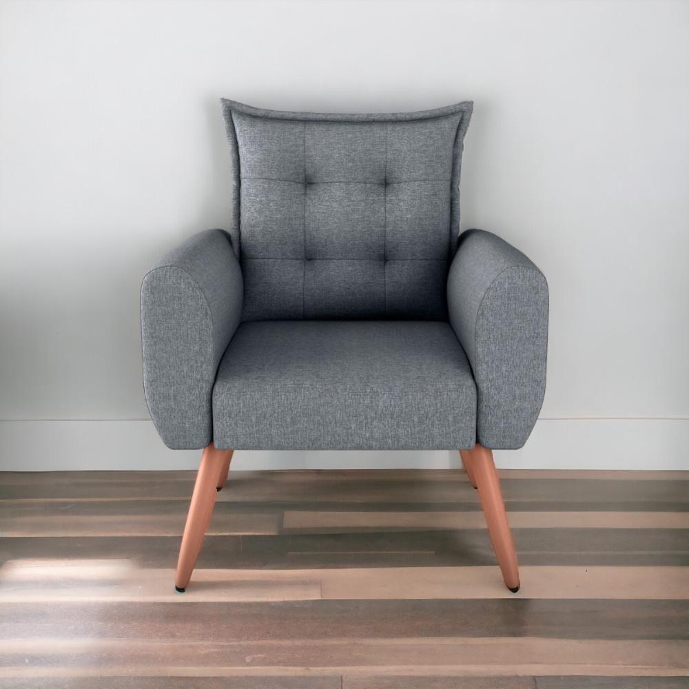 Poltrona Decorativa Alison Linho Cinza Saturno - 1