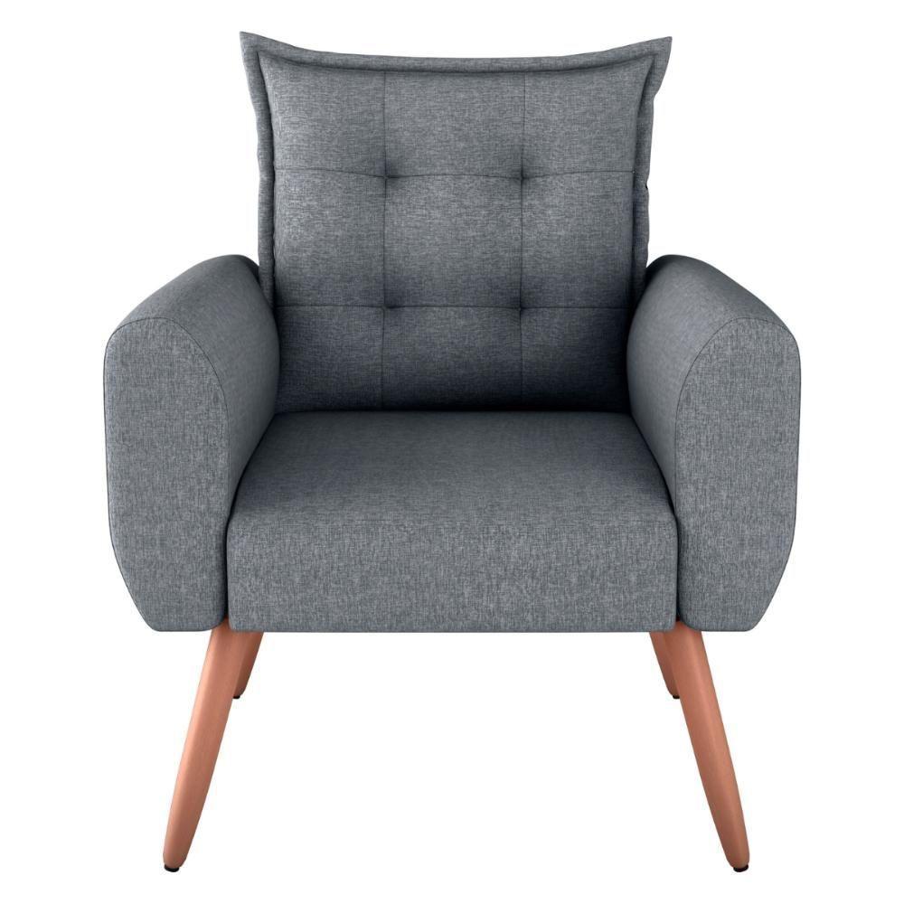 Poltrona Decorativa Alison Linho Cinza Saturno - 2