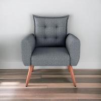 Poltrona Decorativa Alison Linho Cinza Saturno - 1