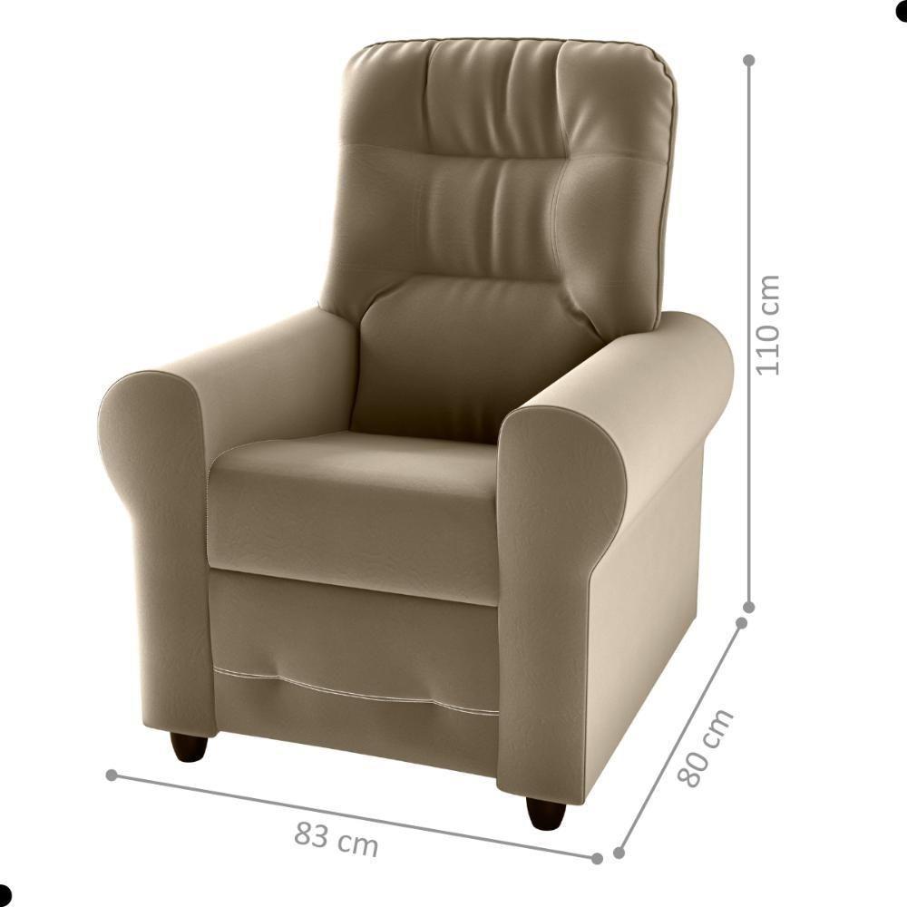 Poltrona Para Descanso Reclinável Lima Veludo Cappuccino - 4