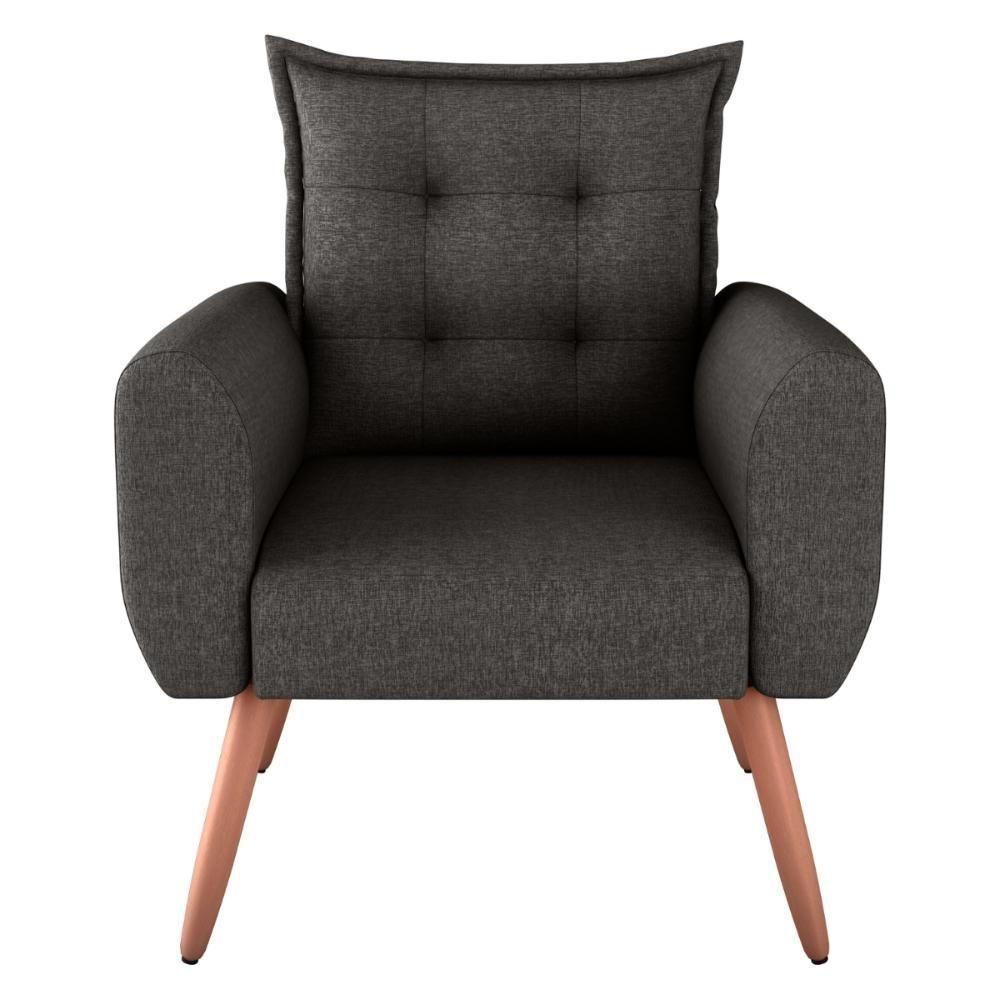 Poltrona Decorativa Alison Linho Chumbo - 5