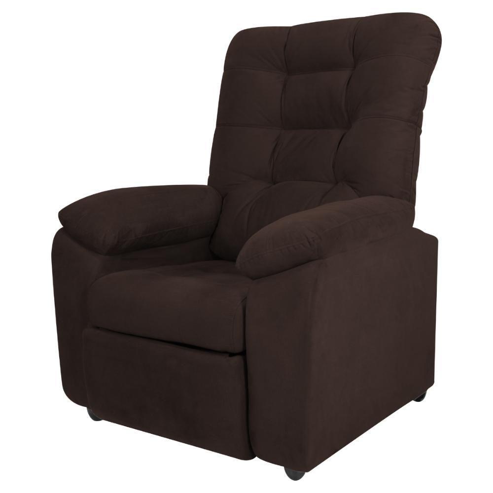 Poltrona Almofadada Reclinável Dallas Veludo Light Marrom - 2