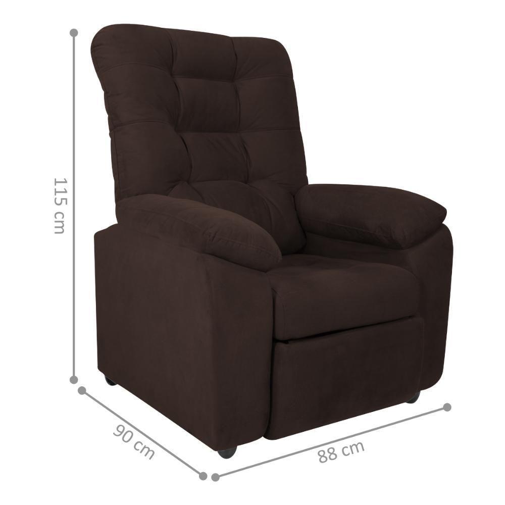 Poltrona Almofadada Reclinável Dallas Veludo Light Marrom - 4