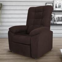 Poltrona Almofadada Reclinável Dallas Veludo Light Marrom - 1