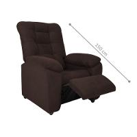 Poltrona Almofadada Reclinável Dallas Veludo Light Marrom - 3