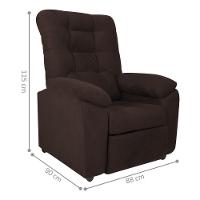 Poltrona Almofadada Reclinável Dallas Veludo Light Marrom - 4