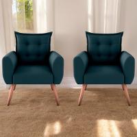 Conjunto De Poltronas Decorativas Lily Suede Petróleo - 1
