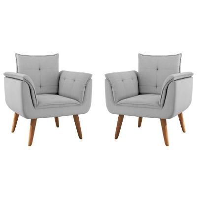 Conjunto Poltrona Decorativa Japeri Linha Cinza Mais de Casa