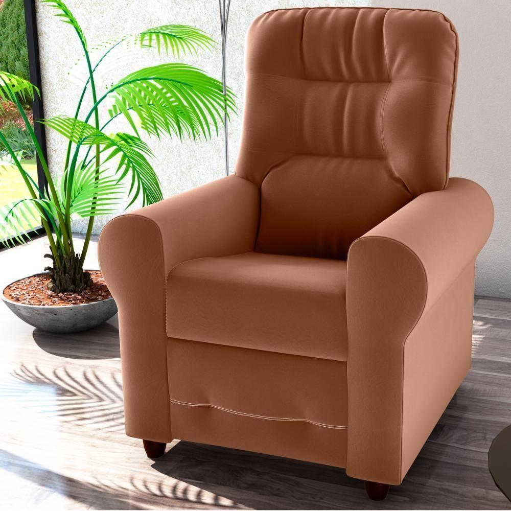 Poltrona Para Descanso Reclinável Lima Veludo Cobre - 1