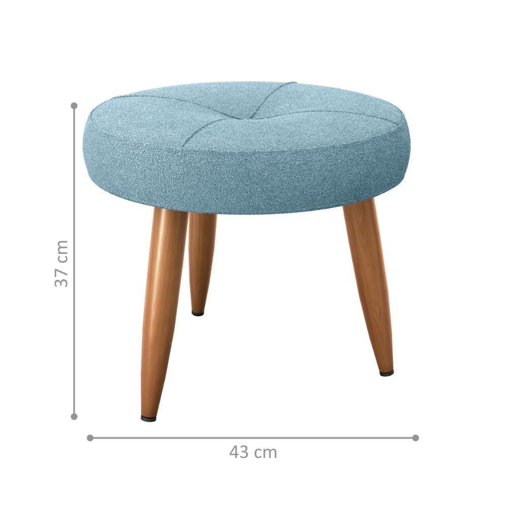 Conjunto Poltrona E Puff Decorativos Josh Boucle Azul - 3