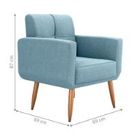 Conjunto Poltrona E Puff Decorativos Josh Boucle Azul - 4