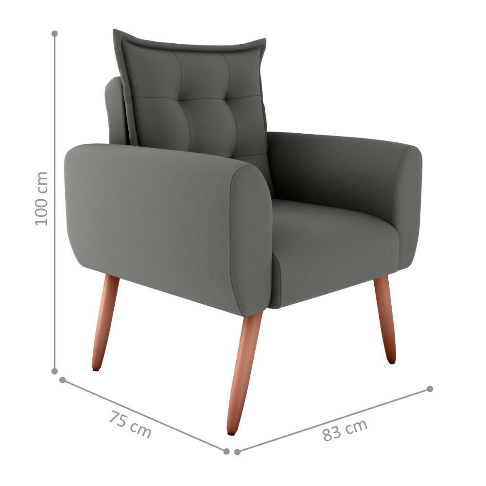 Conjunto De Poltronas Decorativas Lily Suede Cinza - 5