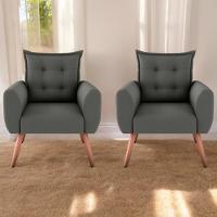 Conjunto De Poltronas Decorativas Lily Suede Cinza - 1
