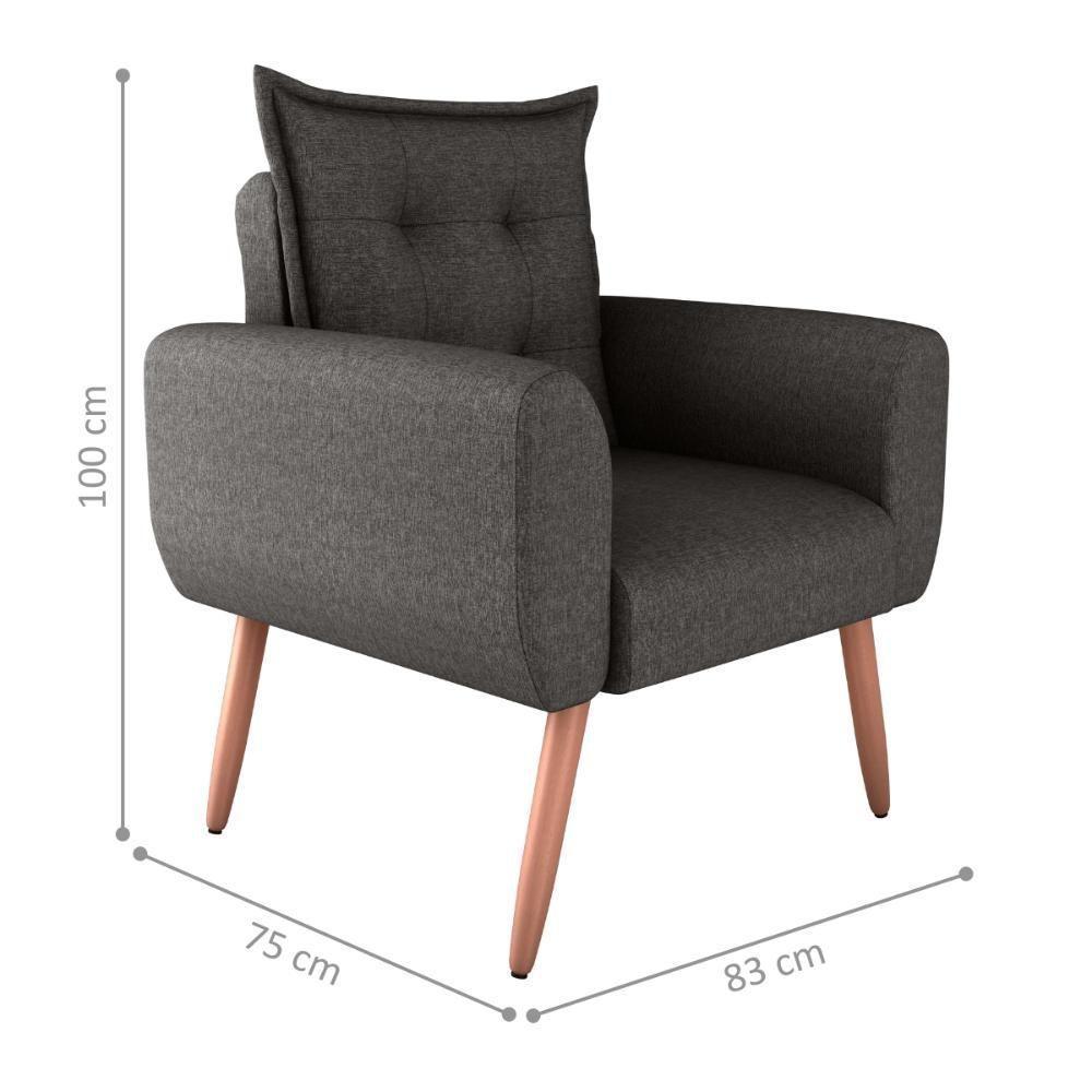 Conjunto De Poltronas Decorativas Lily Linho Chumbo - 4