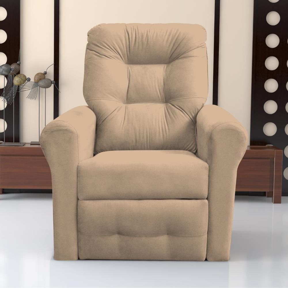Poltrona Para Descanso Reclinável Lima Suede Bege - 1