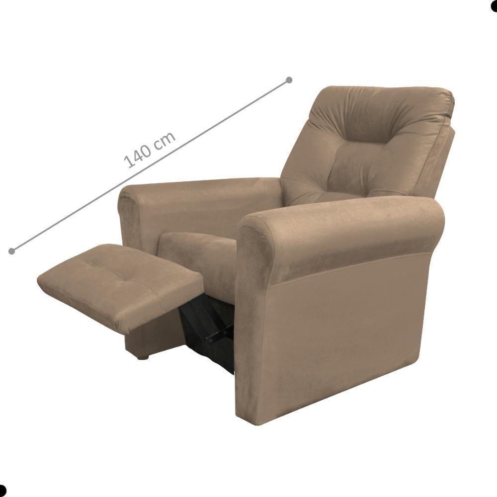 Poltrona Para Descanso Reclinável Lima Suede Bege - 3