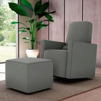 Poltrona Com Puff Para Maternidade Laura Suede Cinza - 1