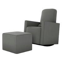 Poltrona Com Puff Para Maternidade Laura Suede Cinza - 2