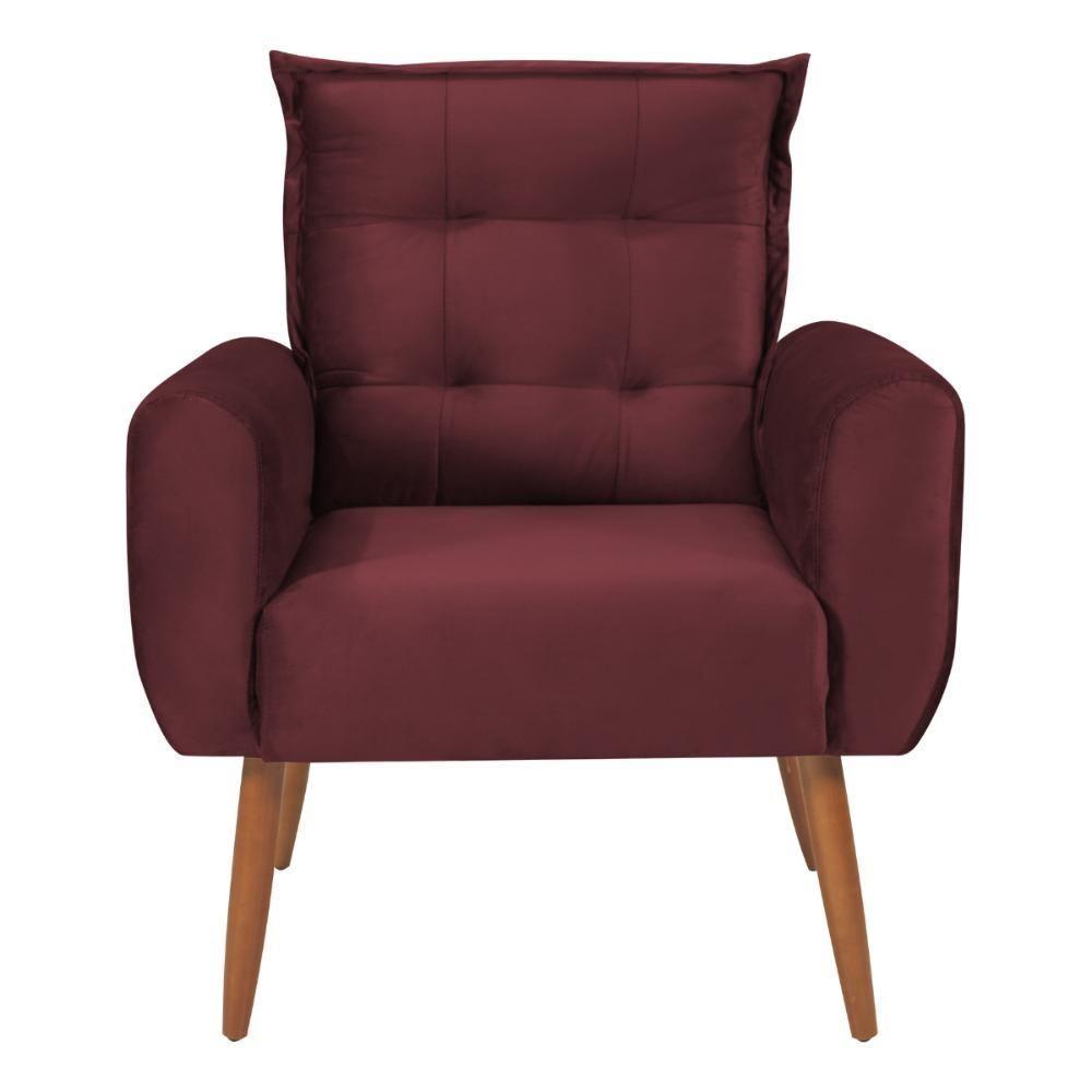 Conjunto De Poltronas Decorativas Atlas Veludo Vinho - 4
