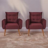Conjunto De Poltronas Decorativas Atlas Veludo Vinho - 1