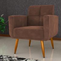 Conjunto Poltrona E Puff Decorativos Josh Veludo Ferrugem - 3