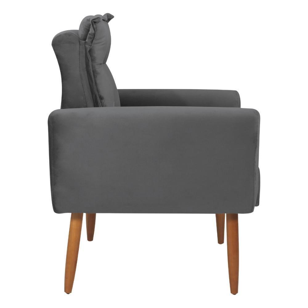 Conjunto De Poltronas Decorativas Atlas Veludo Cinza - 3