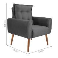 Conjunto De Poltronas Decorativas Atlas Veludo Cinza - 5