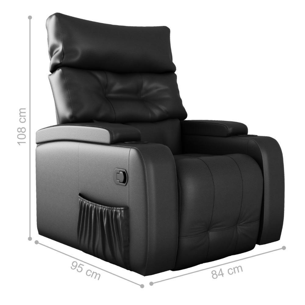 Poltrona Reclinável Giratória Grace Sintetico Preto - 3