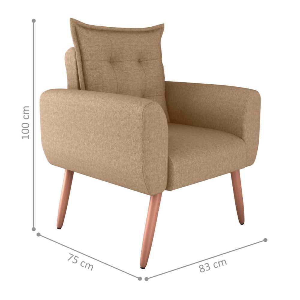 Conjunto De Poltronas Decorativas Atlas Linho Areia - 5