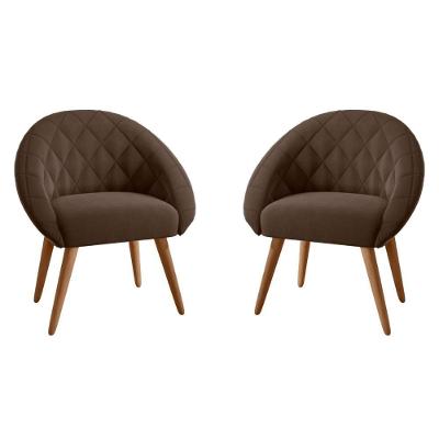 Conjunto Poltrona Para Sala De Recepção Celina Marrom CasaH