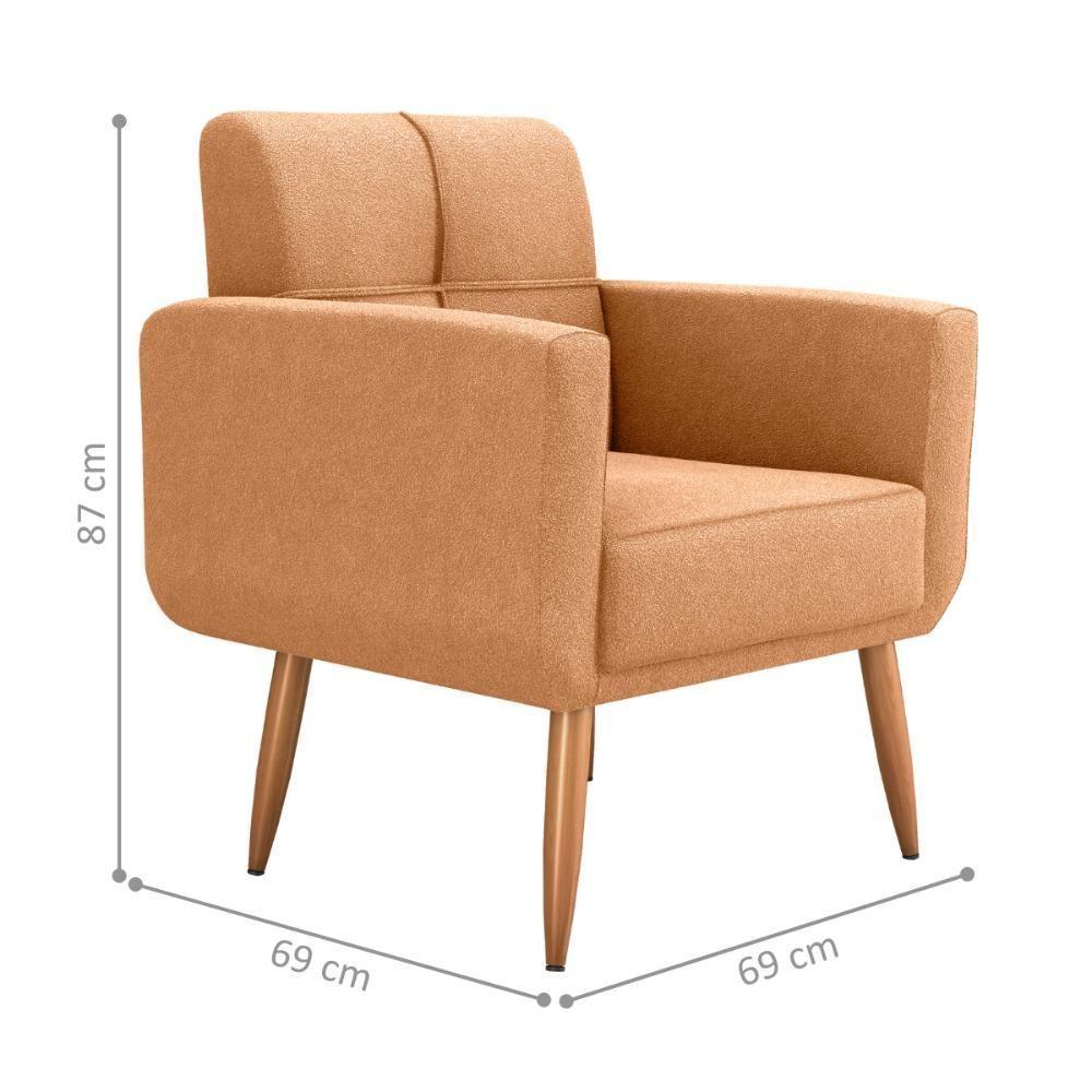 Conjunto De Poltrona E Puff Decorativos Miller Boucle Mostarda - 3