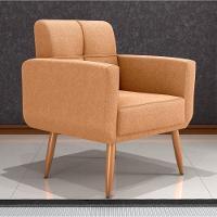 Conjunto De Poltrona E Puff Decorativos Miller Boucle Mostarda - 4